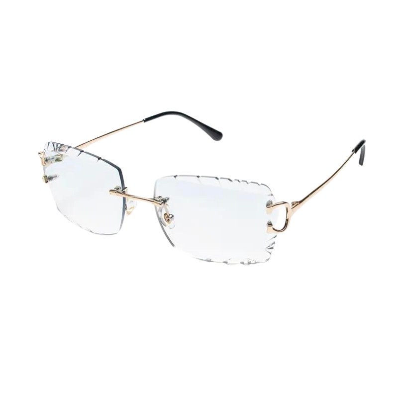 mit randlosen Transparente hellblau Gläsern Sonnenbrille - Diamantschliff-Design Dersi